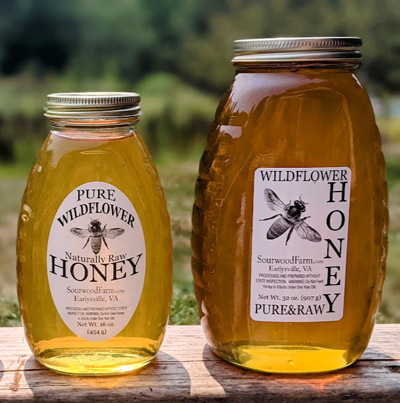 Wildflower honey in glass jars